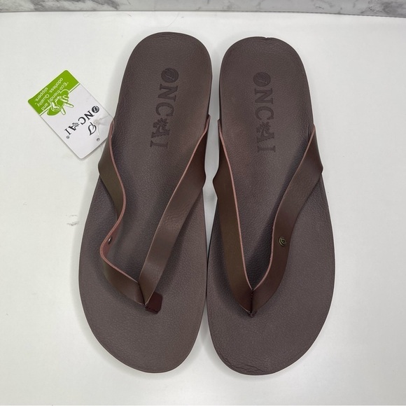 ONCAI Womens Flip Flops Comfortable Leather Strap Thong Sandal Brown Size 10 - Picture 2 of 11